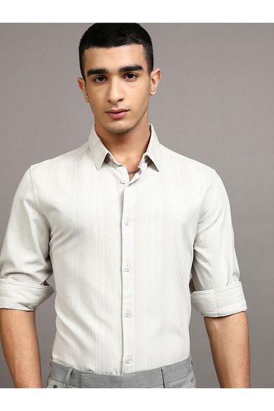 Highlander By Styli Slim Fit Striped Collared Shirt