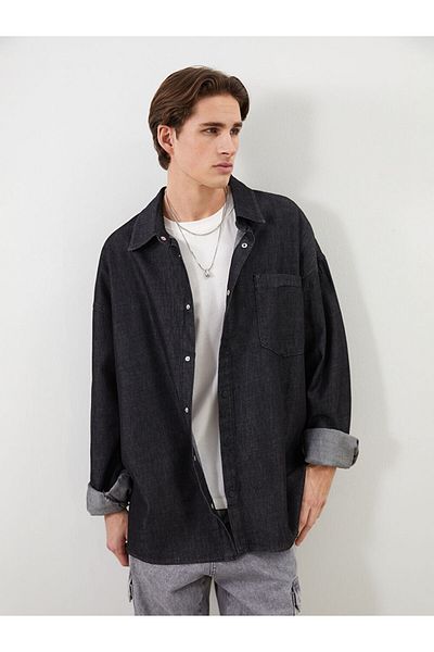 LC Waikiki Koszula męska XSIDE Relaxed Fit z długim rękawem gabardynowa