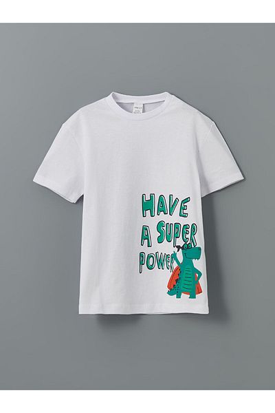 LC Waikiki Νέα σεζόν Crew Neck Printed Boy's Tisort - S5JB39Z1
