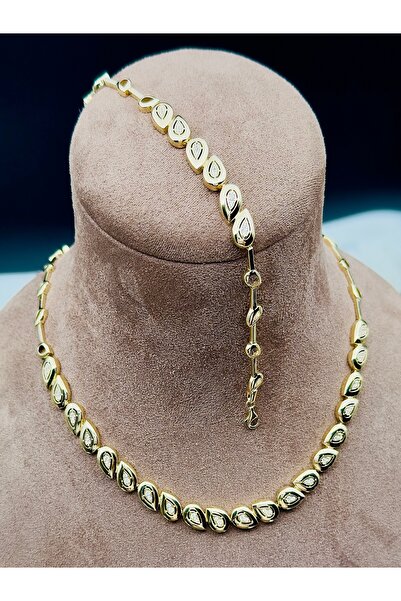 Adel Gold 14 Ayar Kadın Altın Damla Model Taşlı Set-26,67-Gr