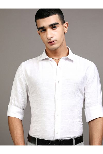 Highlander By Styli Textured Slim Fit Collared Shirt