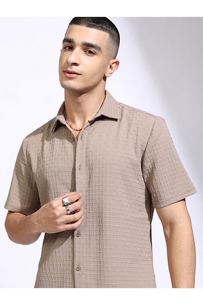 Highlander By Styli Textured Regular Fit Collared Shirt