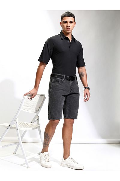 Highlander By Styli Solid Polo Neck Relaxed Fit T-Shirt