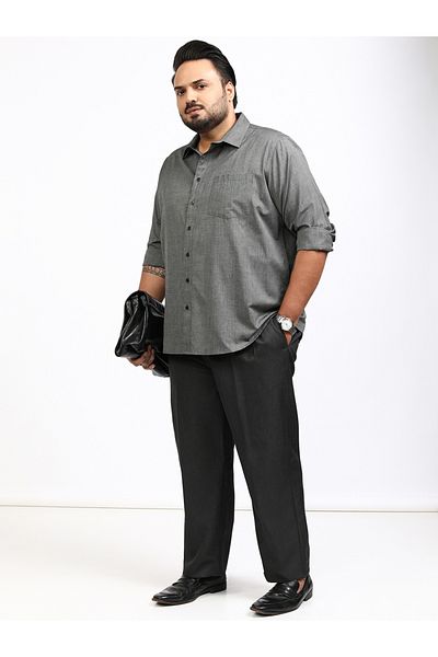 Highlander By Styli Plus Size Regular Fit Collared Shirt with Pocket