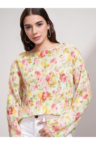 Tokyo Talkies By Styli All-Over Print Dropped Shoulder Boxy Top