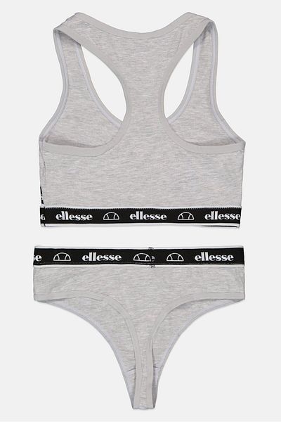 Ellesse Women 2 Pcs Brand Logo Bralette And Thong Set, Grey