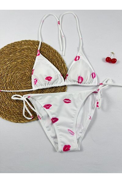 XORVİO Γυναικείο Kiss Me Kiss Λεπτομερές Σετ μπικίνι Κομψό ελαστικό βαμβακερό νεανικό σετ μπικίνι νέας σεζόν