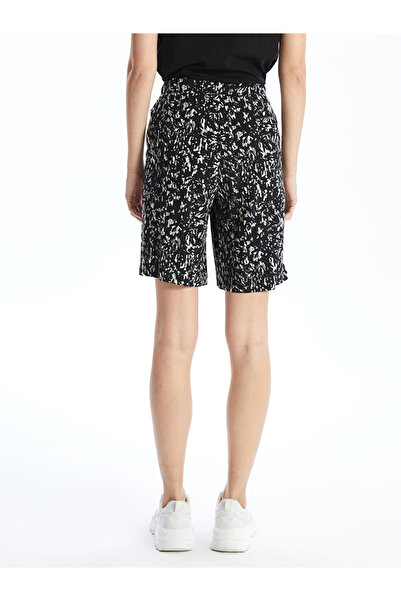 LC Waikiki Black Patterned Women's Shorts with Elastic Waist