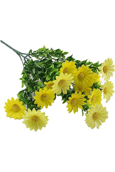 Nettenevime Yapay Çiçek Sarı Papatya 5 Dallı Plastik Dekoratif Yapay Bitki
