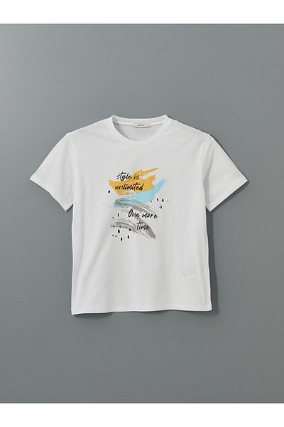 LC Waikiki Tricou de damă cu imprimeu cu decolteu rotund de sezon nou - S5KR10Z8