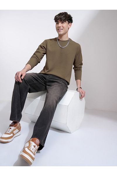 Highlander By Styli Textured Round Neck Relaxed Fit T-Shirt
