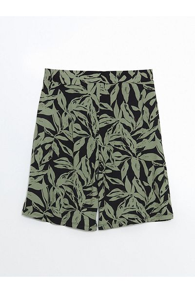 LC Waikiki Lcwaikiki Classic Khaki Women's Floral Shorts with Elastic Waist
