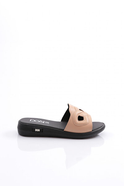 DGN 1391-22Y Women's Chain Embroidered Thick Band Slippers Mink