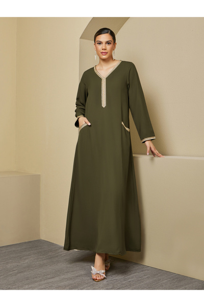 Styli Lace Insert Detail A-Line Jalabiya