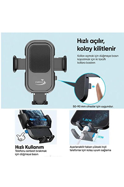 Farway Araç İçi Kancalı Telefon Tutucu Havalandırma Peteği İçin