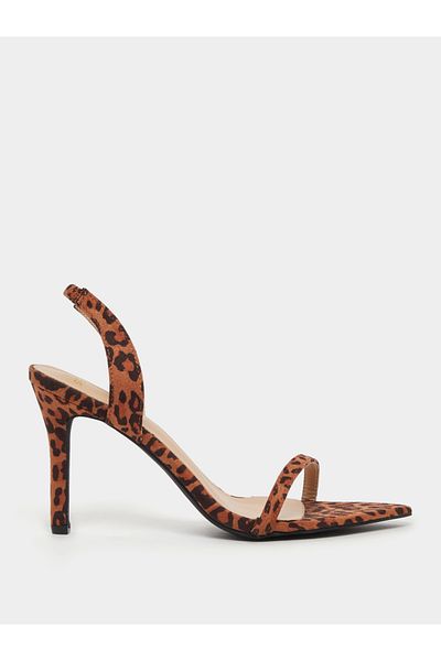 Styli Leopard Print Slingback Stiletto Heel Sandals