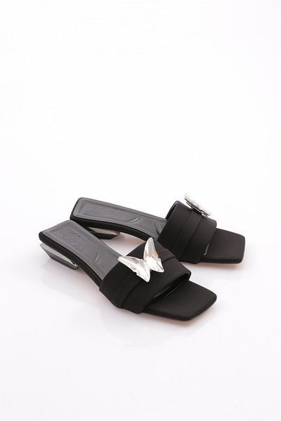 DGN Γυναικείες παντόφλες Nubuck με μαύρες πεταλούδες - 262327221672322