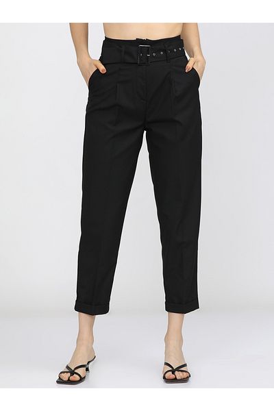 Tokyo Talkies By Styli High Rise Crop Trousers with Belt