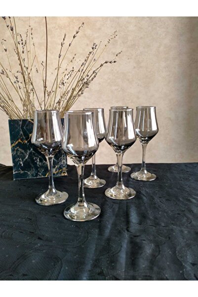 P H Panayır Home FÜME -SİYAH Kahve Yanı Meşrubat Su Bardağı Takımı Kadeh Takımı