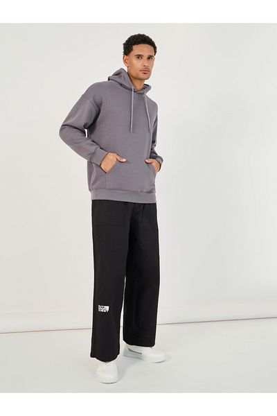 Styli Slogan Print Baggy Parachute Fit Pants with Drawstring