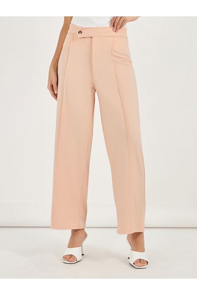 Styli Solid Pintuck Detail Straight Fit Pants