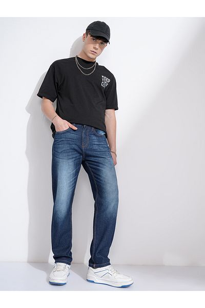 Highlander By Styli Mid-Rise Relaxed Fit Faded Jeans