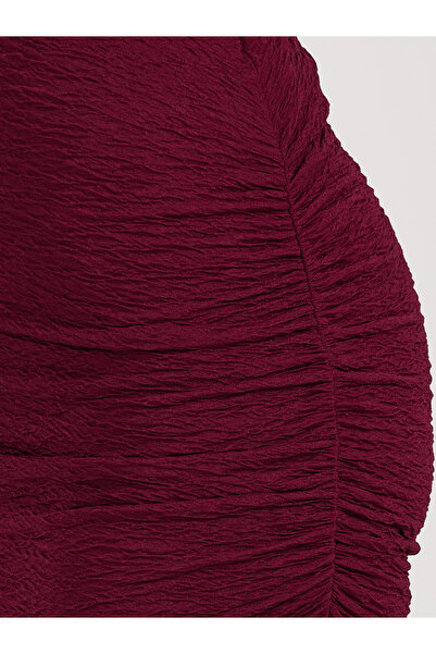 Styli Textured Knit Bodycon Maxi Skirt with Gathered Detail