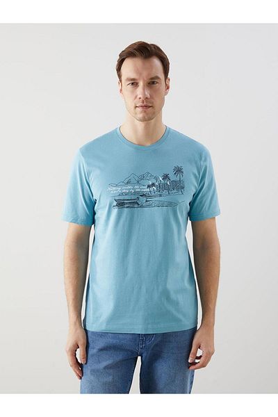 LC Waikiki Tricou pentru bărbați din bumbac pieptănat cu mânecă scurtă, cu decolteu clasic LCWAIKIKI
