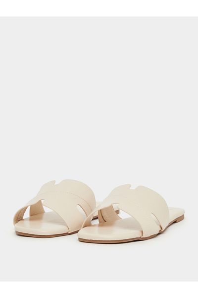 Styli Leather Look Slip-On Flat Sandals