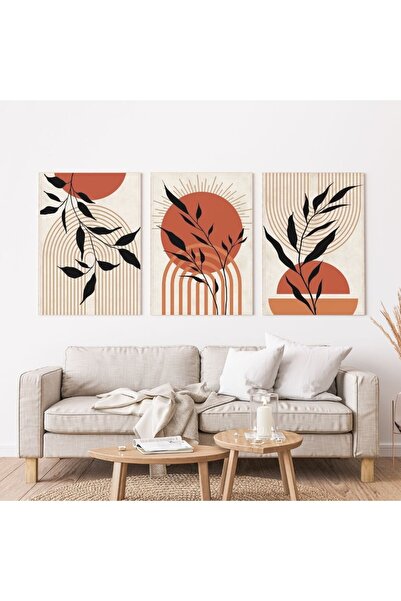 banabirhediye Minimalist Bohem Kasnaklı 3'lü set Kanvas Tablo Soyut Modern
