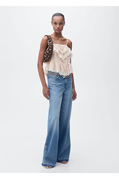 MANGO Woman Fırfırlı üst dantel detay