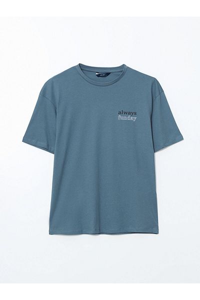 LC Waikiki Tricou pentru bărbați din bumbac pieptănat cu imprimeu cu decolteu rotund de sezon nou - S5K416Z8