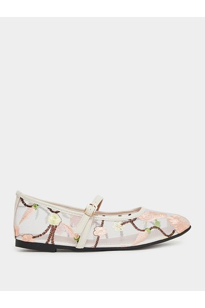 Styli Embroidered Flat Ballerina Shoes