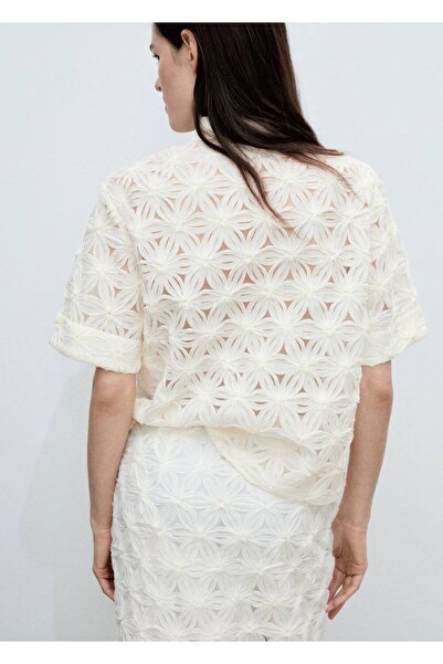 MANGO Woman Çiçek Dokulu Dantel Gömlek