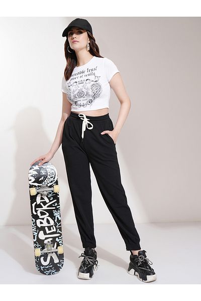 Tokyo Talkies By Styli Mid Rise Regular Fit Joggers with Drawstring