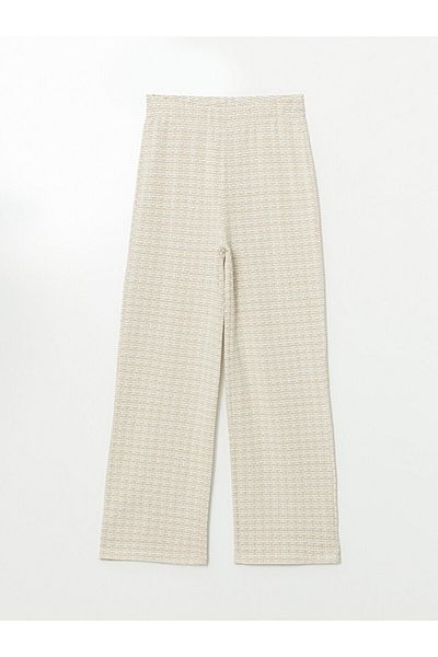 LC Waikiki Lcwaikiki Classic Beige Women's Patterned Pants with Elastic Waist