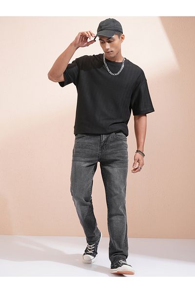 Highlander By Styli Mid-Rise Straight Fit Stretchy Faded Jeans