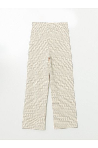 LC Waikiki Lcwaikiki Classic Beige Women's Patterned Pants with Elastic Waist