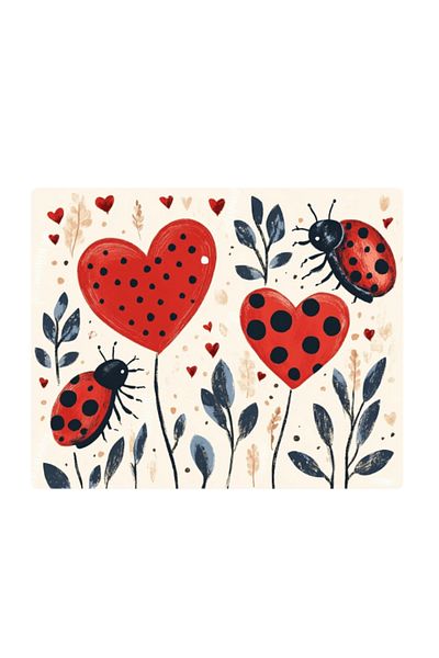 lili hediyelik Heart Ladybug Printed Mousepad 17,5X21,5 cm
