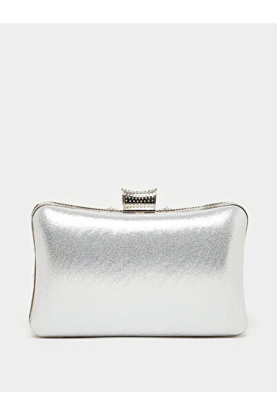 Styli Textured Embellished Clutch with Chain Strap