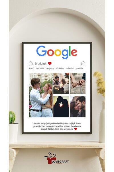 Store Sevgiliye Kişiye Özel Google Hediye Tablo - 21x30 Ölçü (İNCE KENAR PLASTİK ÇERÇEVE)