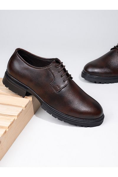 Styli Textured Faux Leather Lace Up Oxford Shoes