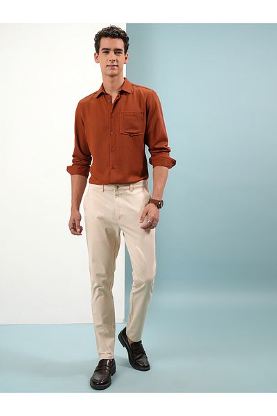 Highlander By Styli Mid Rise Slim Fit Chino Trousers