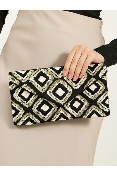 Styli Diamond Embellished Clutch with Chain Strap