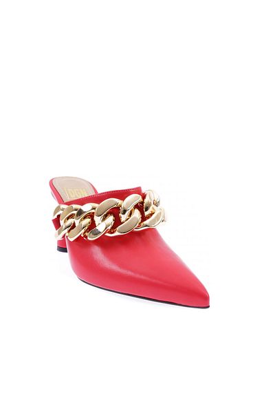 DGN Accesoriu cu lanț gros pentru femei, papuci cu toc ascuțit, roșu 2191592859