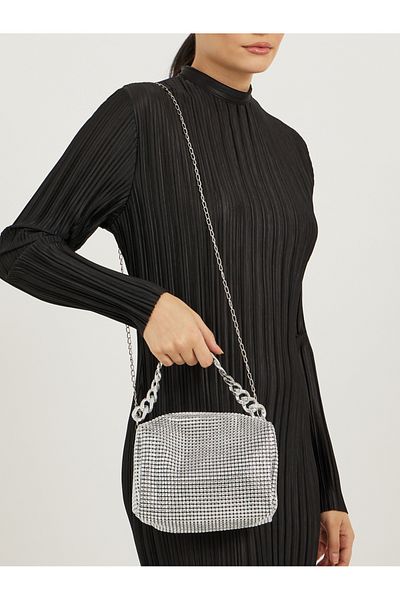 Styli Chain Drop Embellished Handbag with Chain Strap