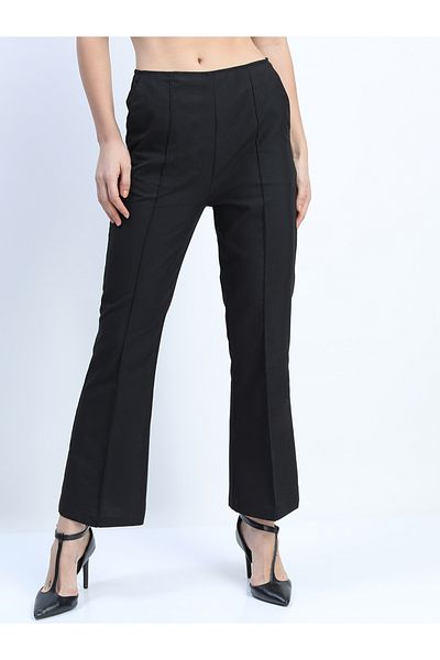 Tokyo Talkies By Styli Solid Mid Rise Flared Trousers