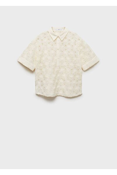 MANGO Woman Çiçek Dokulu Dantel Gömlek