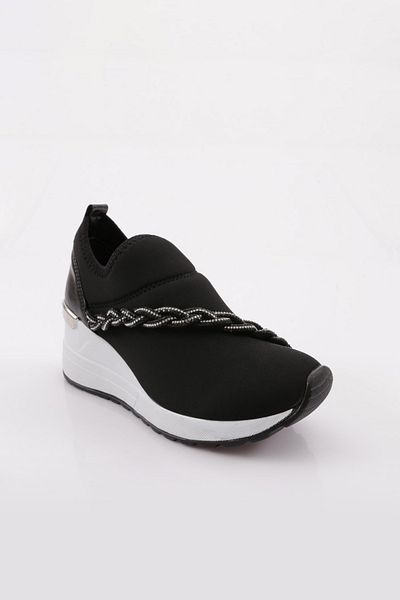 DGN 0112 Damen-Sneakres-Schuhe mit dicker Sohle und silbernen Steindetails