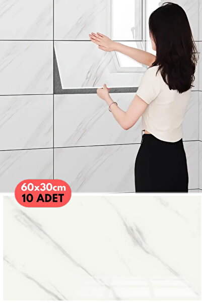 Munico 10 Adet Su Geçirmez Beyaz Duvar Stickerı 3D Duvar Dekor Duvar Kağıdı B...
